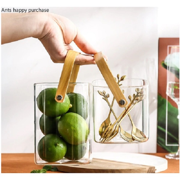 ظرف یخ مدل مربع دسته بامبو کد 1369n at1530