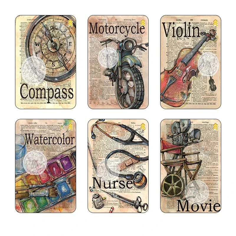 استيکر کارت کارنيکا طرح روزنامه وینتج Vintage Newspaper کد 53136 مجموعه 6 عددی