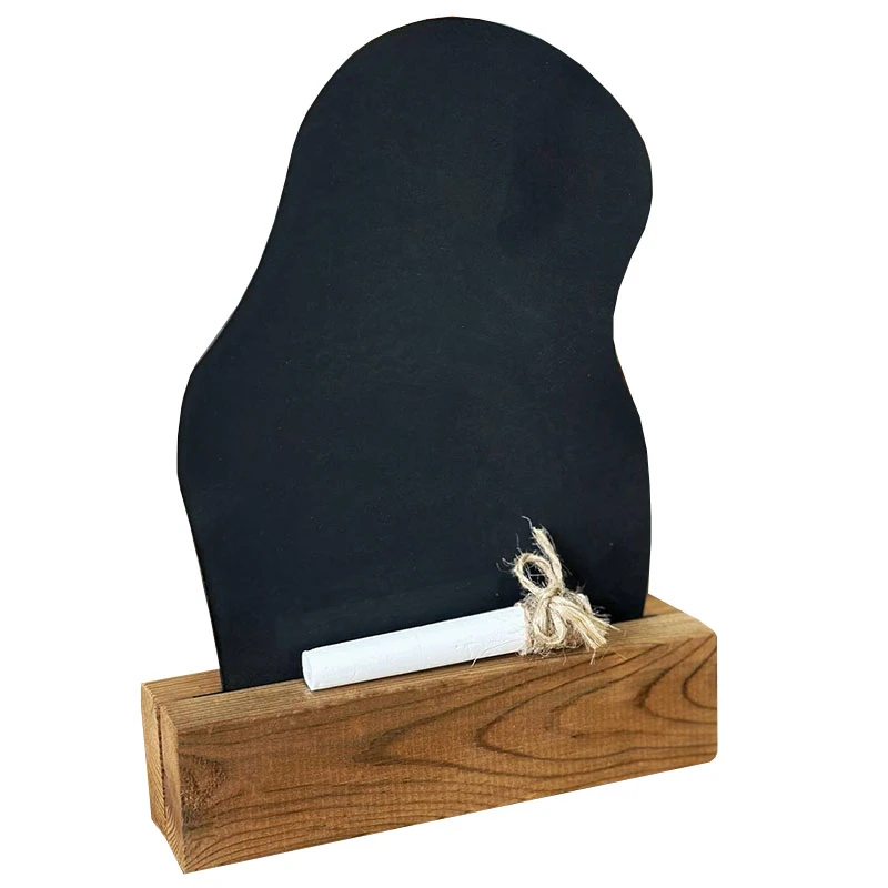 تخته سیاه مدل پایه چوبی طرح دفرمه سایز 17x22 سانتی متر به همراه گچ مجموعه 2 عددی