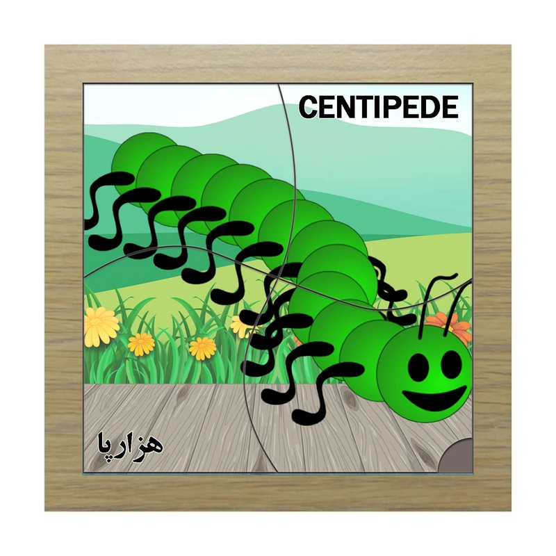 پازل 4 تکه مدل P4-230 طرح هزارپا مناسب برای کودکان تا 3 سال