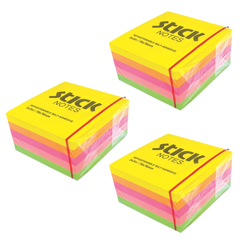 کاغذ یادداشت چسب دار مدل Mo7 سایز 7.6x7.6 سانتی متر بسته 3 عددی