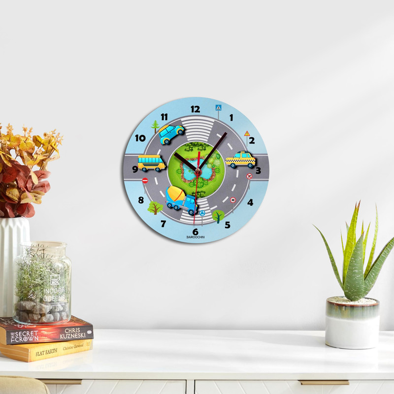 ساعت دیواری کودک باروچین مدل ماشین کد 107