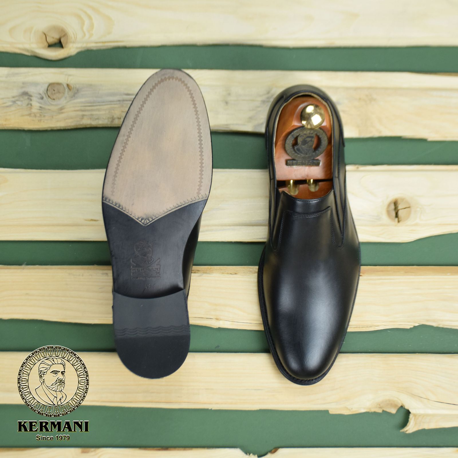 کفش مردانه کرمانی مدل چرم دستدوز طبیعی کد 350 رنگ مشکی -  - 3
