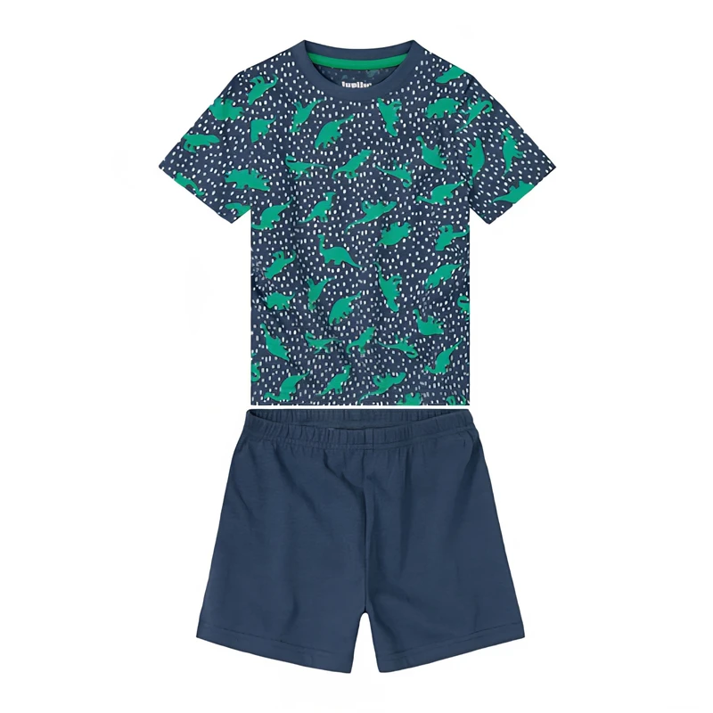 ست تی شرت آستین کوتاه و شلوارک راحتی پسرانه لوپیلو مدل دایناسوری