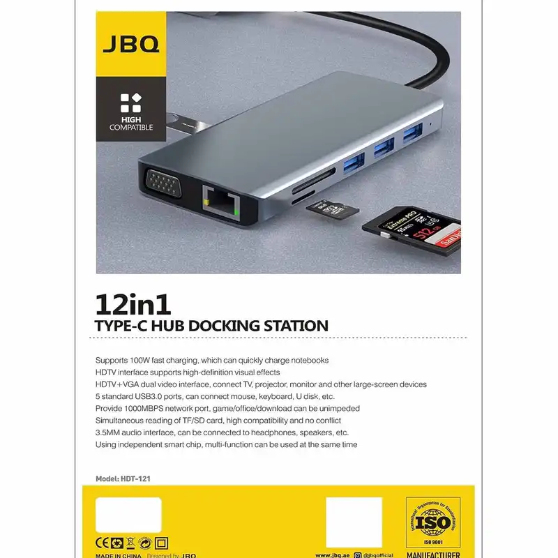 هاب 12 پورت جی بی کیو مدل TYPE-C HUB DOCKInG STATION 12in1