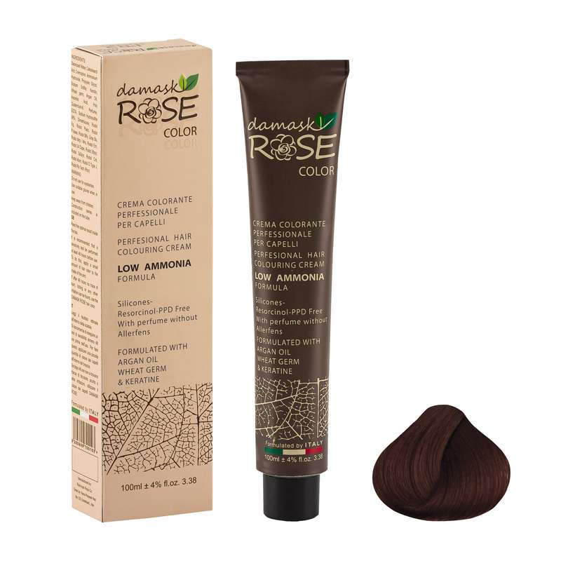 رنگ مو داماسک رز شماره 5/7 حجم 100 میلی لیتر رنگ قهوه ای شکلاتی تیره