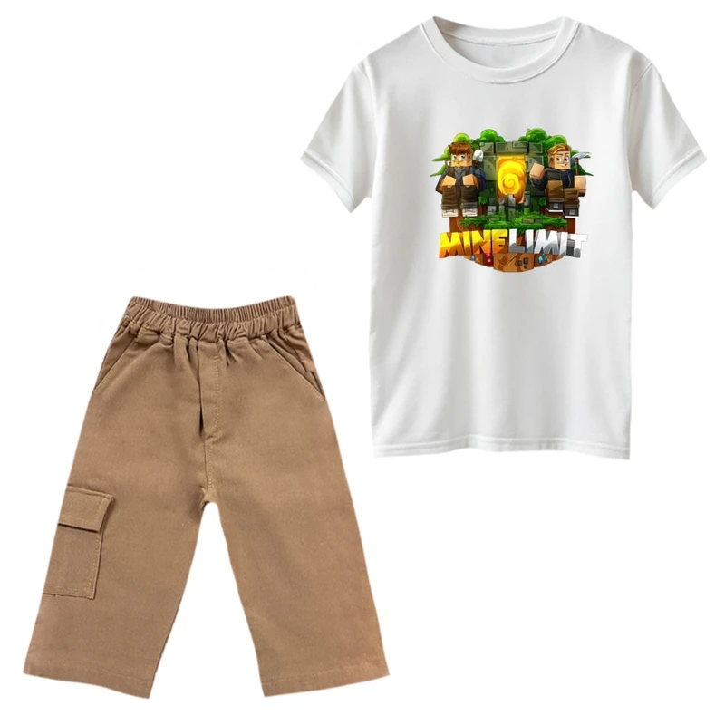 ست تی‌شرت و شلوارک پسرانه مدل ماینکرفت کد 15