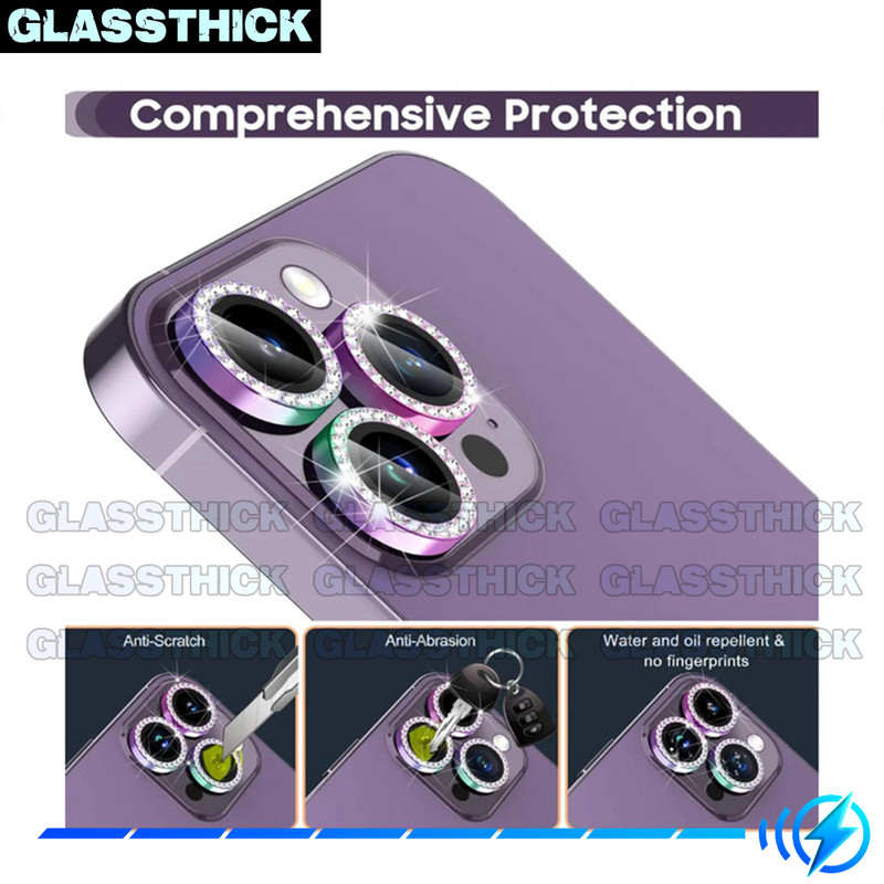 محافظ لنز دوربین گلستیک مدل Metal Diamond مناسب برای گوشی موبایل اپل Iphone 12 Pro