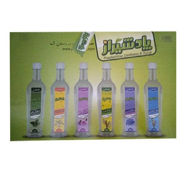عرقیات شاطره وکاسنی و بیدمشک و گلاب و بهارنارنج و نعناع پاد شیراز 700- گرم مجموعه 6 عددی