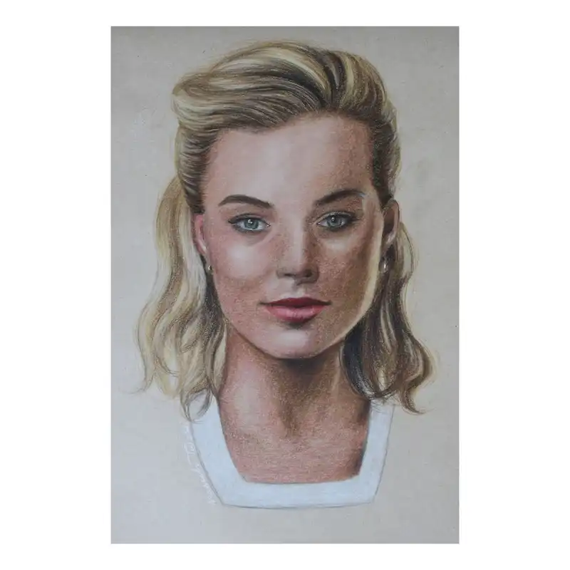 نقاشی مداد رنگی مدل مارگو رابی کد 02