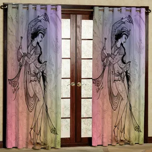   پرده مدل دختر و کوزه هازان پانچی کد 006 D سایز 140x200 سانتی متر