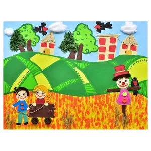 تابلو اتاق کودک طرح گندم زار و مترسک