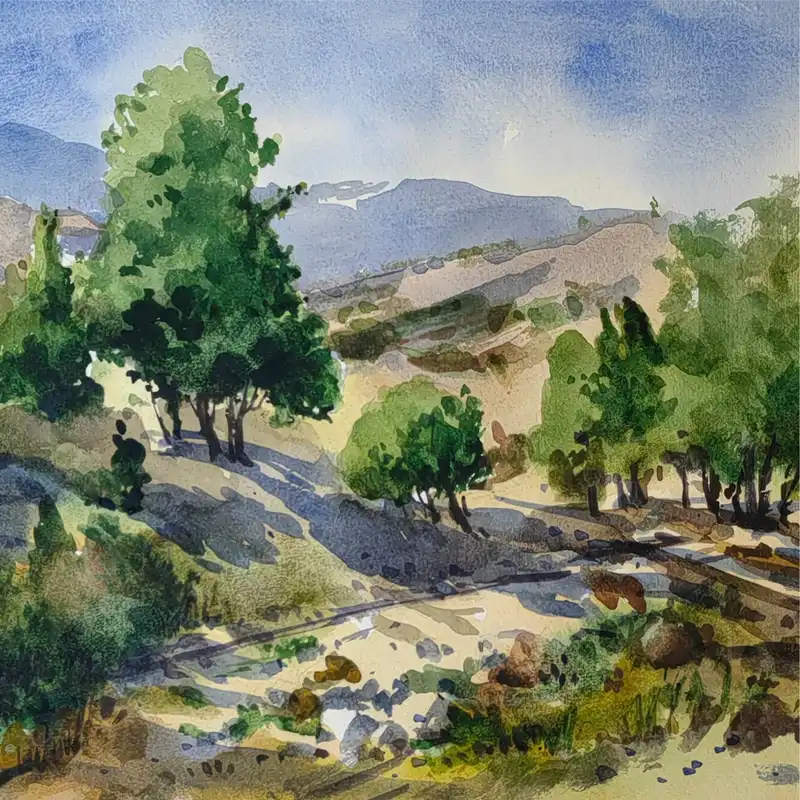 نقاشی آبرنگ طرح طبیعت کد 1020