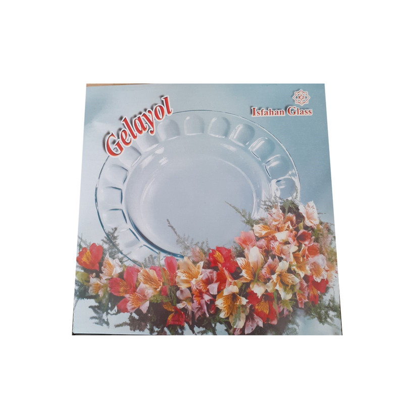بشقاب غذاخوری شیشه و بلور اصفهان مدل گلایل کد 00043 بسته 6 عددی