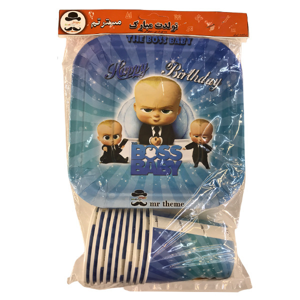 پیش دستی و لیوان یکبار مصرف مستر تم مدل بچه رئیس پلاس بسته 20 عددی پیش دستی و لیوان یکبار مصرف مستر تم مدل بچه رئیس پلاس بسته 20 عددی