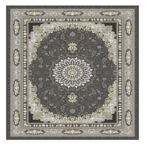 فرش ماشینی 700 شانه زمینه دودی حاشیه سیلور مدل آنیسا