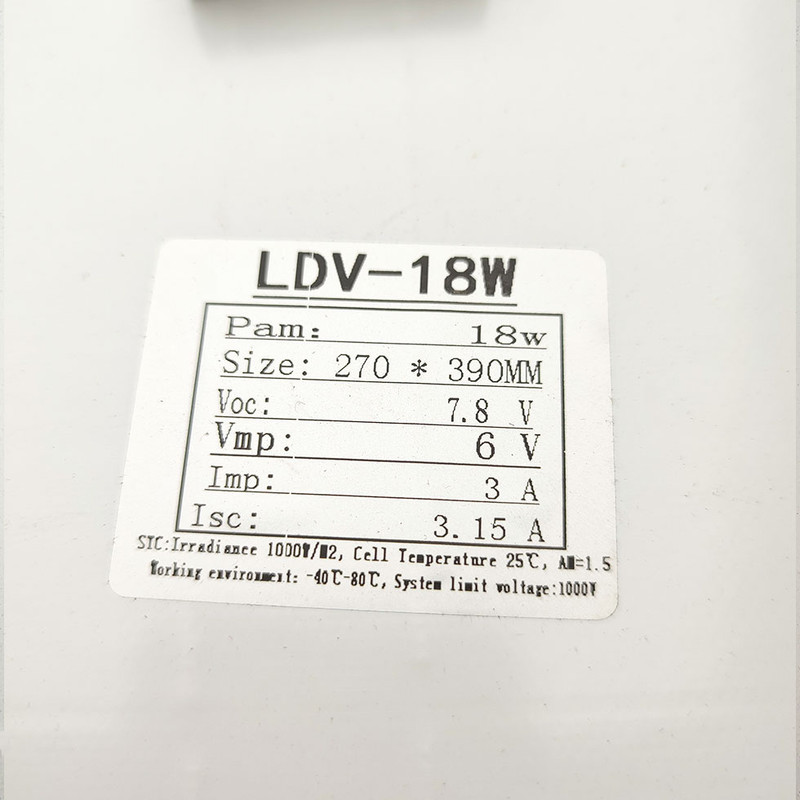 پنل خورشیدی مدل LDV-18W ظرفیت 18 وات 6 ولت