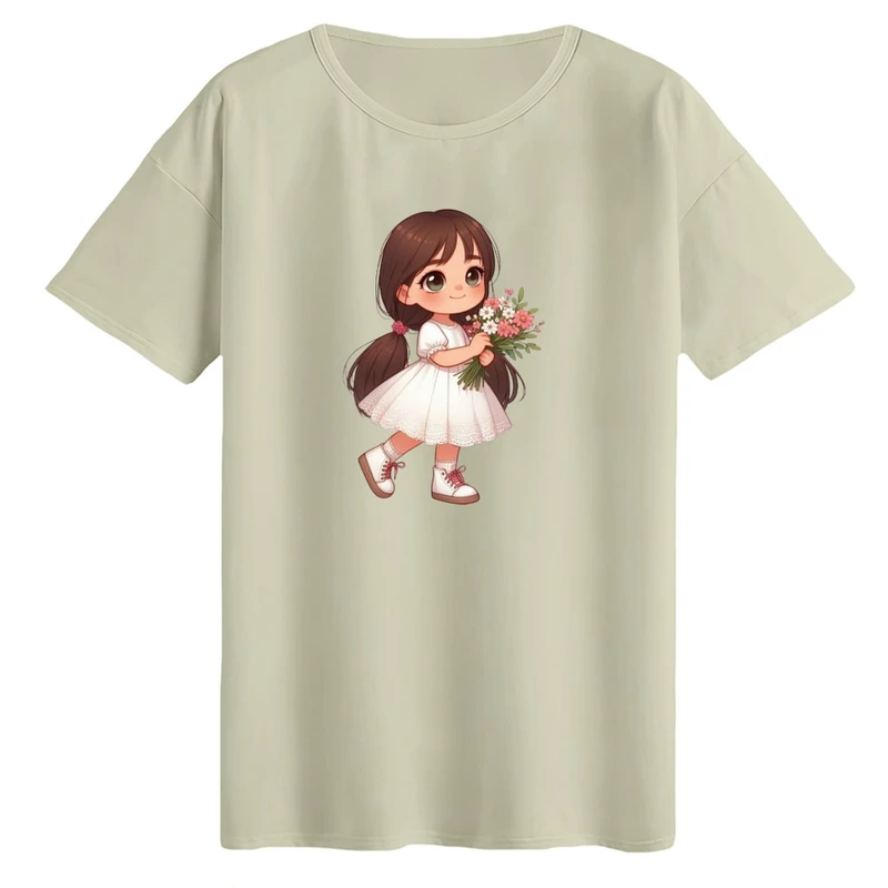 تی‌شرت لانگ آستین کوتاه زنانه مدل دخترک