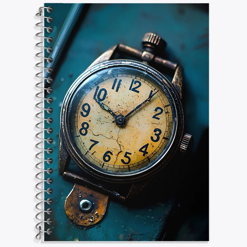 دفتر زبان 50 برگ خندالو مدل سه خط طرح ساعت قدیمی کد F7814