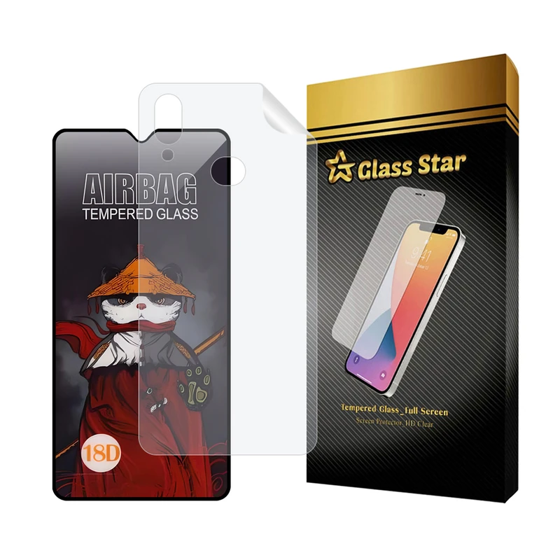 محافظ صفحه نمایش ایربگ گلس استار مدل AIRNABKGS مناسب برای گوشی موبایل سامسونگ Galaxy A10s / Galaxy M01s به همراه محافظ پشت گوشی هیدروژل 
