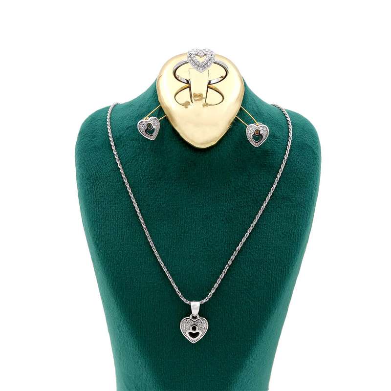 نیم ست نقره زنانه مدل قلب و قفل کد SS-01 نیم ست نقره زنانه مدل قلب و قفل کد SS-01