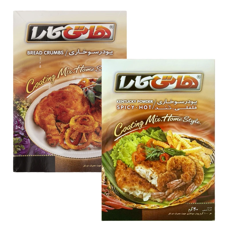 پودر سوخاری ساده و فلفلی تند هاتی کارا - 300 گرم بسته 2 عددی