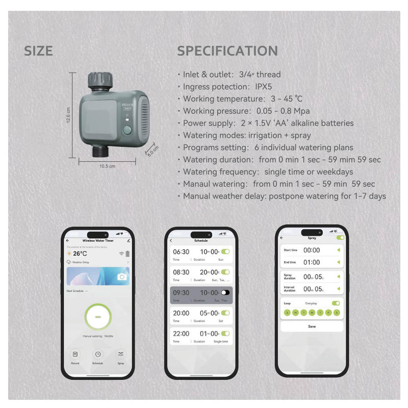 تایمر آبیاری مدل Bluetooth T01BQ