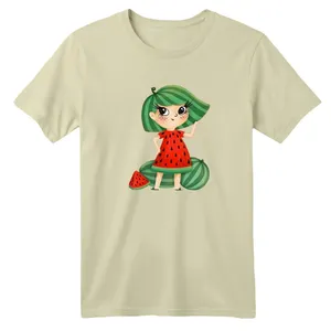 تی شرت آستین کوتاه بچگانه مدل دخترک یلدایی کد  15 رنگ کرم