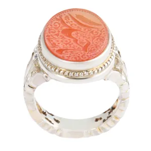 انگشتر نقره مردانه مدل سنگ عقیق یمانی کد AM_2501