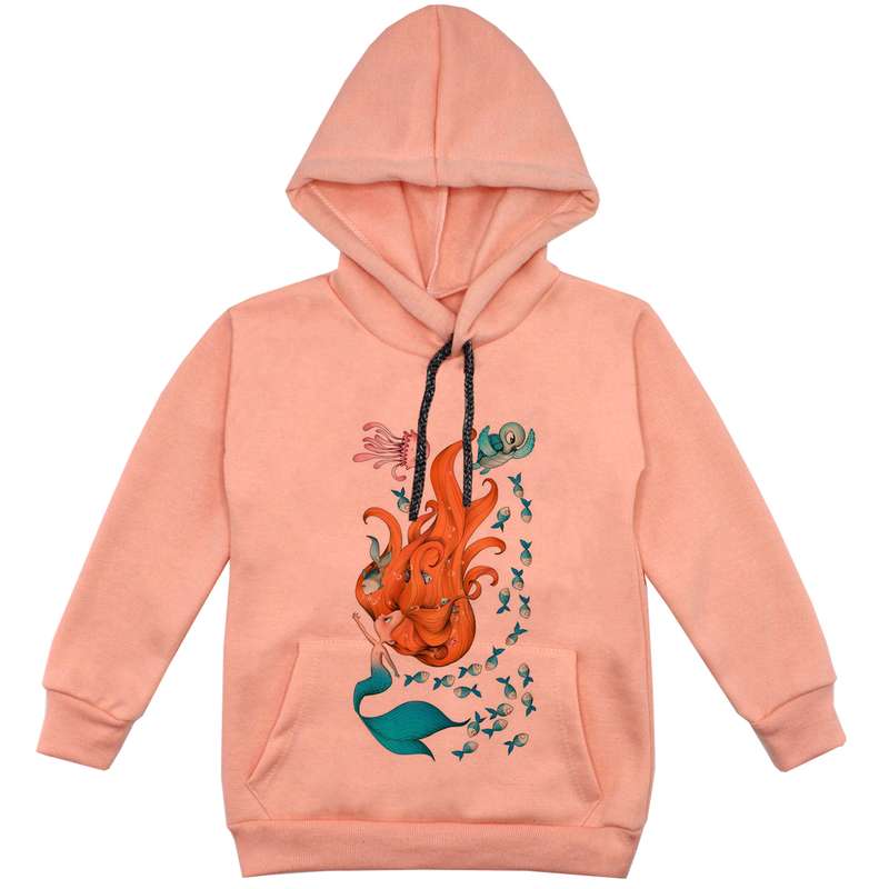 هودی دخترانه مدل پری دریایی F89 رنگ گلبهی 