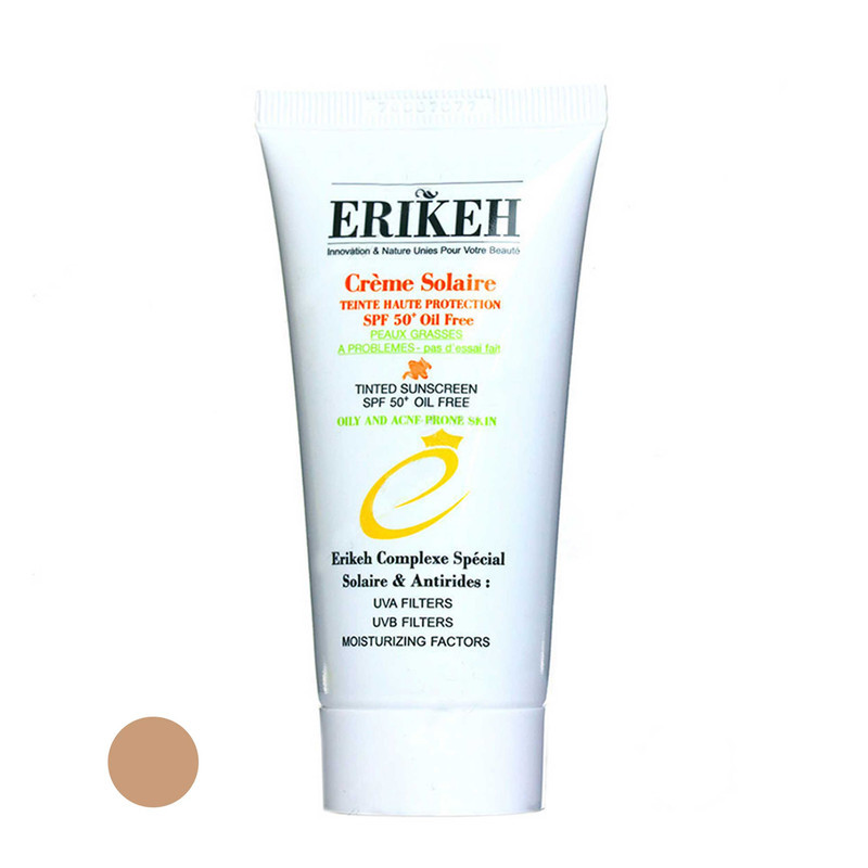کرم ضد آفتاب رنگی اریکه SPF 50 مدل 50 ‌مناسب پوست‌های چرب و اکنه ای حجم 50 میلی‌لیتر
