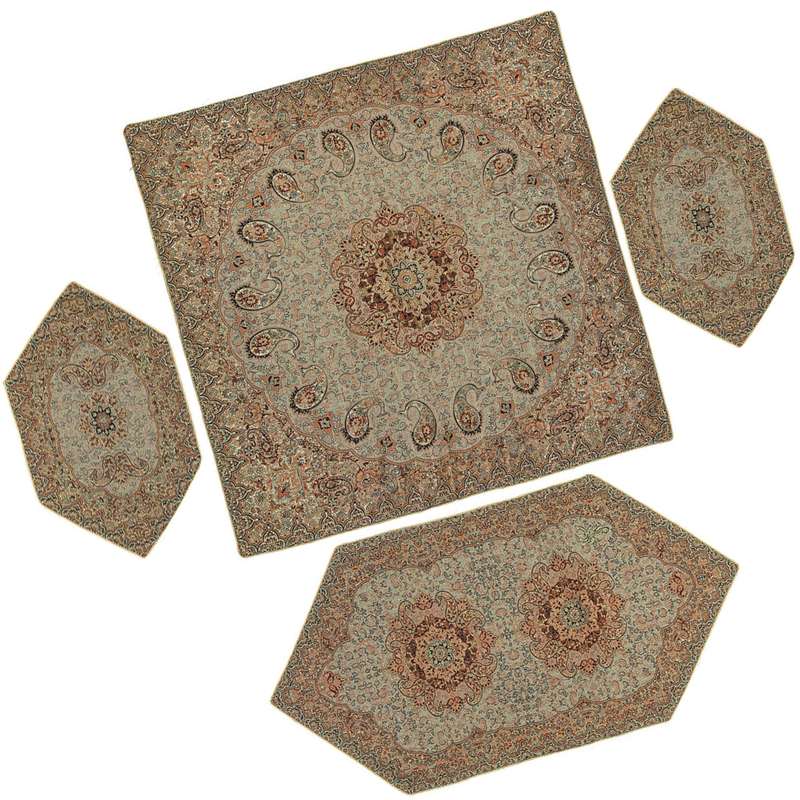 ست 4 تکه رومیزی ترمه طرح نسترن کد KRM4-4