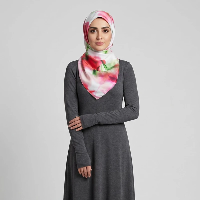 دستمال سر و گردن زنانه مدل مینی اسکارف نخی تابستانه خنک طرح بهشت کد ana-2495