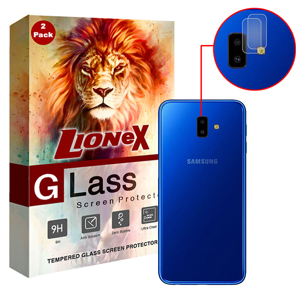 محافظ لنز دوربین لایونکس مدل UTFS مناسب برای گوشی موبایل سامسونگ Galaxy J6 Plus بسته دو عددی