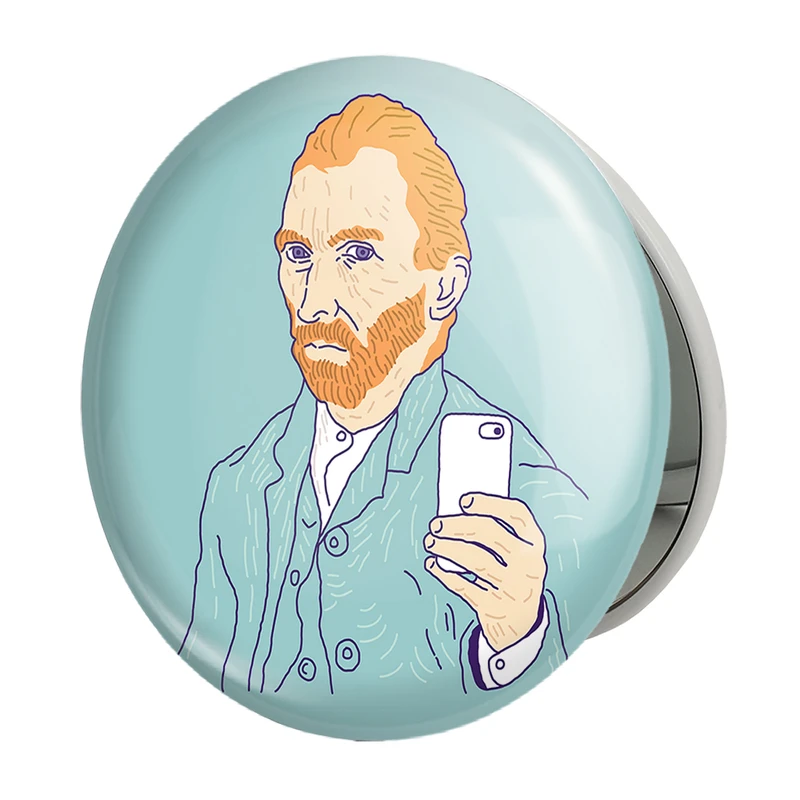 آینه جیبی خندالو طرح سلف پرتره ونگوگ مدل تاشو کد 3733 