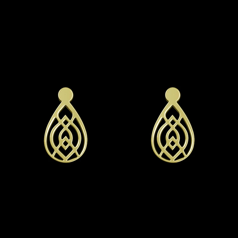 گوشواره طلا 18 عیار زنانه مدوپد مدل هندسی کد GA1-13503