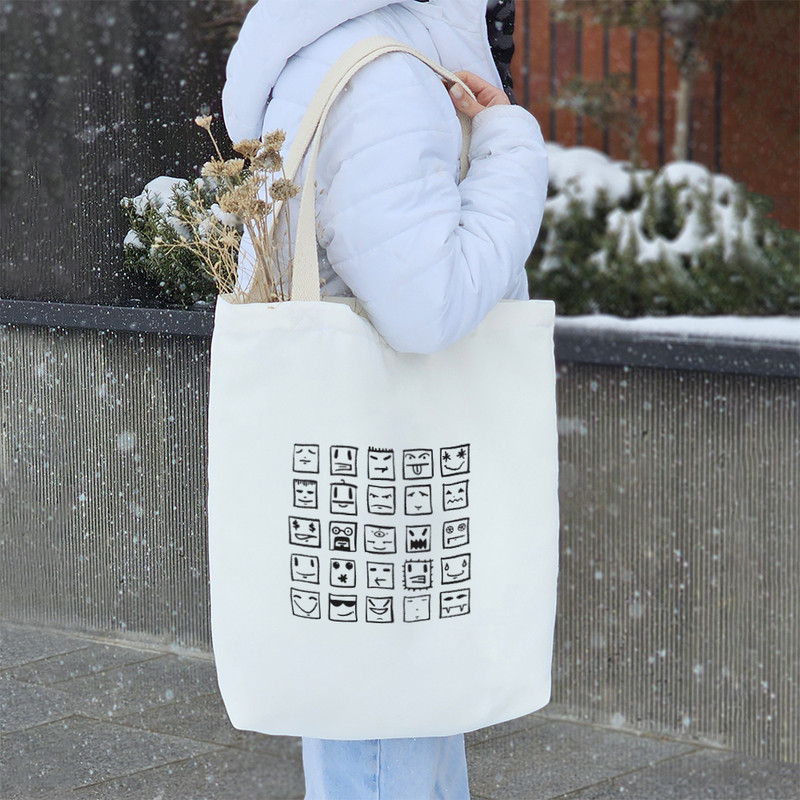 ساک خرید خندالو مدل چهره های مربعی کد 8575