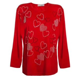 بلوز آستین بلند یقه گرد زنانه مدل قلبی