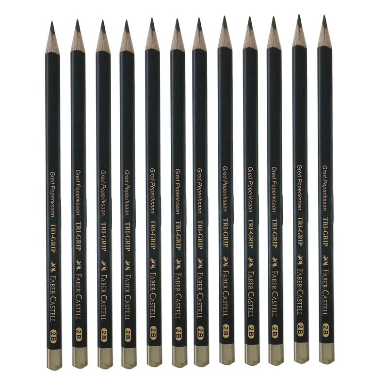 مداد مشکی فابر کاستل مدل TRI-GRIP بسته 12 عددی