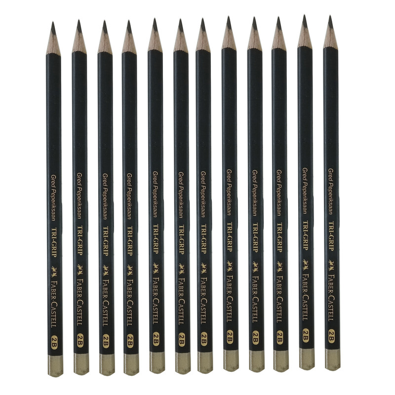 مداد مشکی فابر کاستل مدل TRI-GRIP بسته 12 عددی