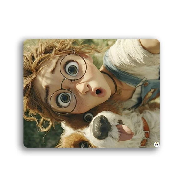 ماوس پد شادیت مدل دختر و سگ کد 400 سایز 19*24 سانتی متر