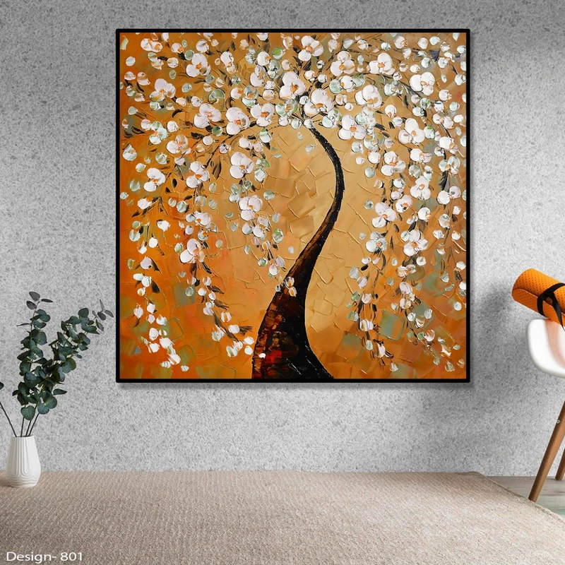 تابلو طرح دکوراتیو مدل گل های ریز کد 801 فریم مشکی