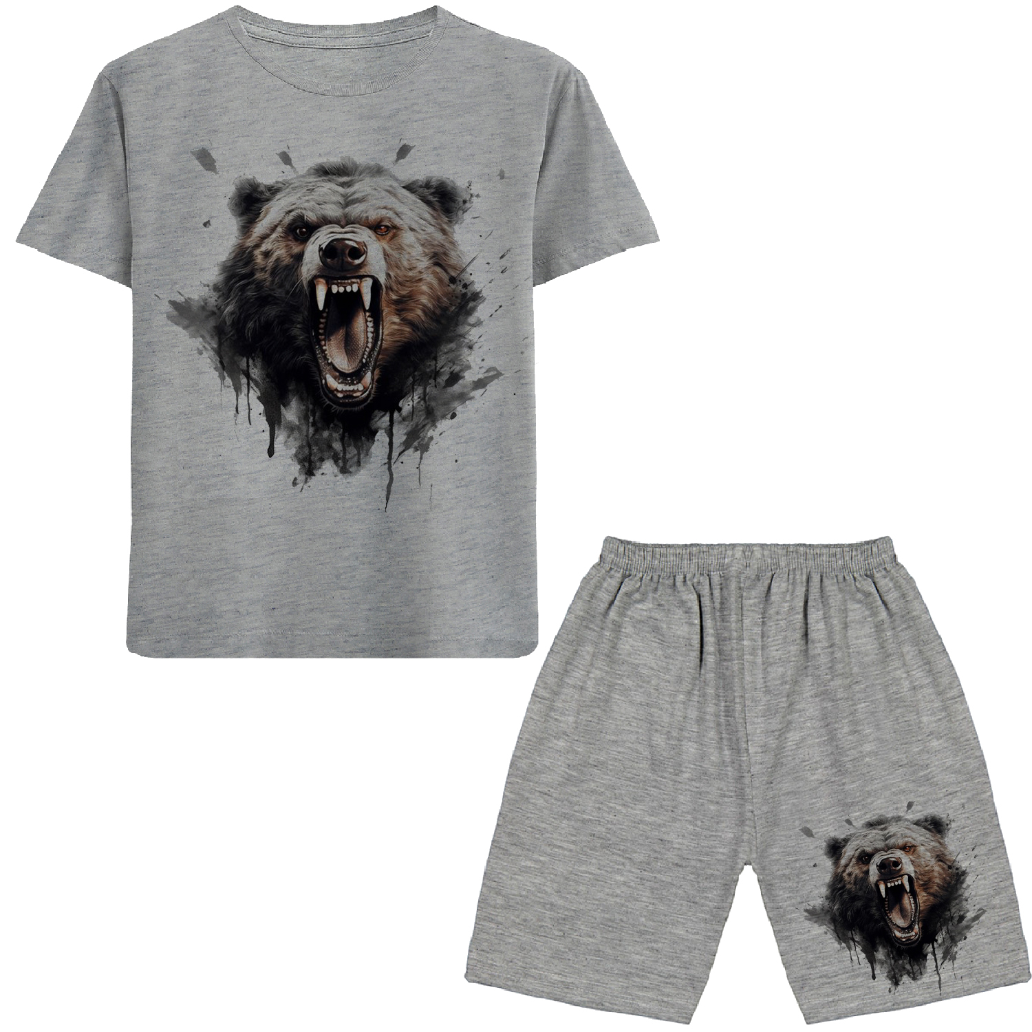 ست تی شرت و شلوارک پسرانه مدل خرس وحشی N201