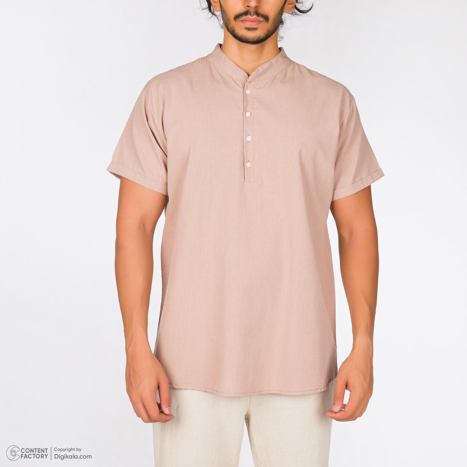 پیراهن آستین کوتاه مردانه افراتین مدل لینن رنگ نسکافه ای -  - 2