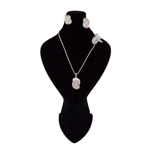 نیم ست نقره زنانه مدل جواهر باگت