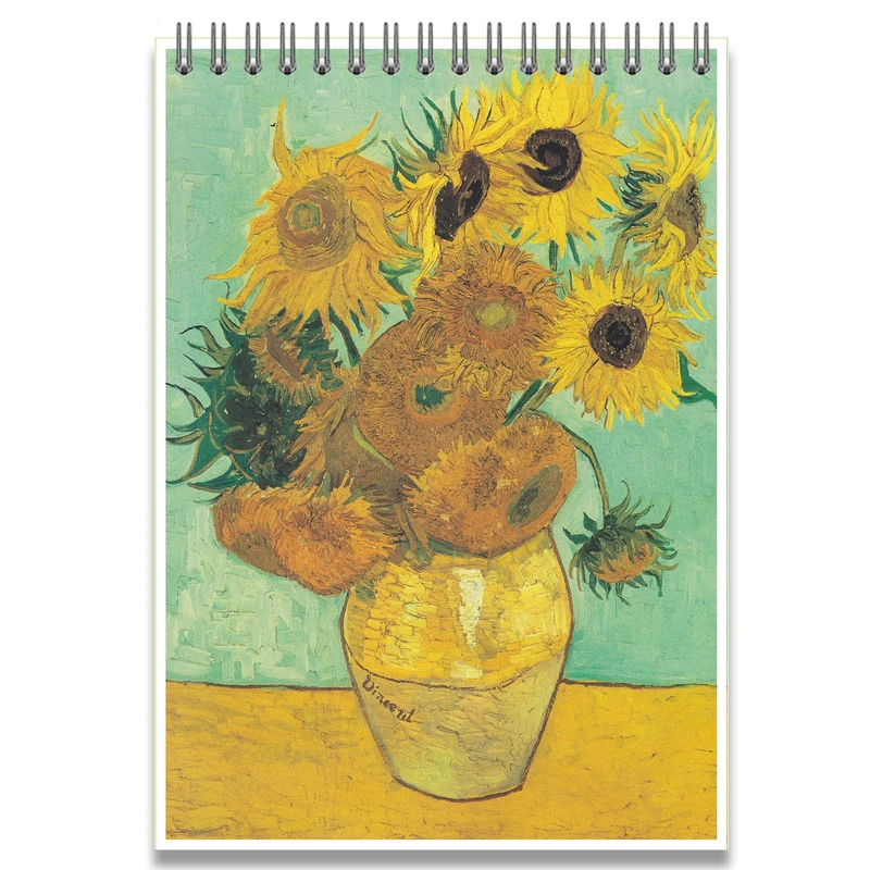 دفتر طراحی 50 برگ طرح گل‌های آفتابگردان ونگوگ