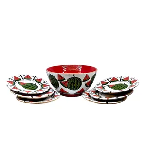 ست 7 تکه کاسه و بشقاب سفالی طرح یلدا کد 30