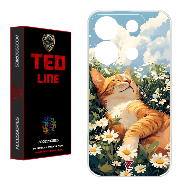 کاور تدلاین طرح گربه نارنجی کد 1140 مناسب برای گوشی موبایل شیائومی Redmi Note 13 Pro 5G / Poco X6