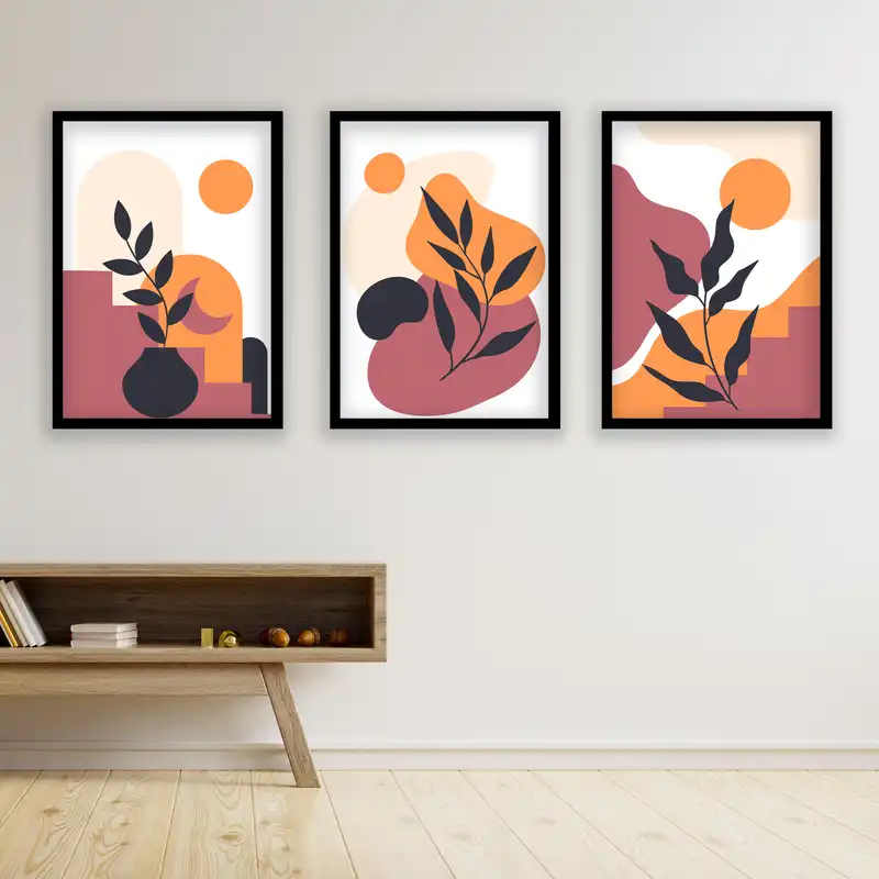 تابلو مدل مینیمال دکوراتیو کد LA-G30100 مجموعه 3 عددی