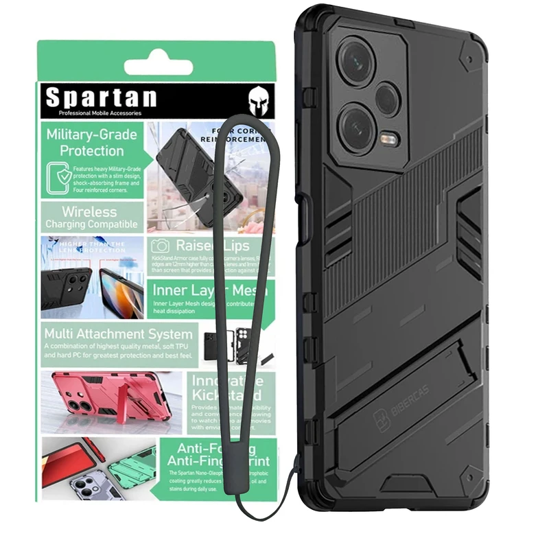 کاور اسپارتان مدل Bibercas Strap مناسب برای گوشی موبایل شیائومی Redmi Note 12 Pro 5G به همراه بندآویز